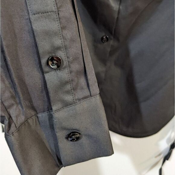 Nwt Ramy Brook | Women's Lila Lace Up Button Down Shirt in Black - Picture 8 of 11